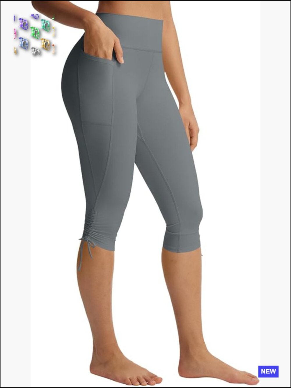 High Waisted Capri Leggings with Pockets Tummy Control Yoga Capris Workout